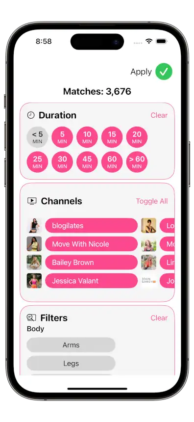 screenshot of improved filters